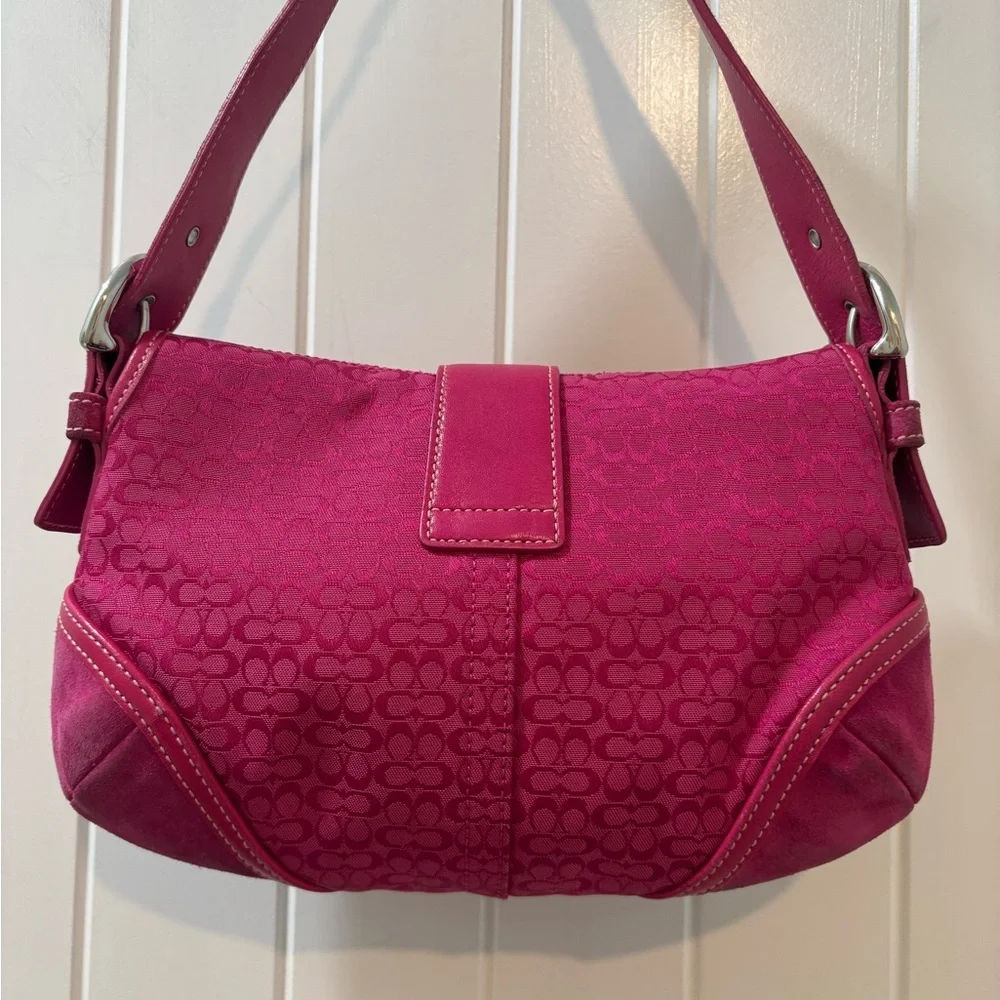 Coach Soho Mini Pink Signature Canvas Suede Denim Vintage Y2K Coach 6818 - Picture 9 of 15